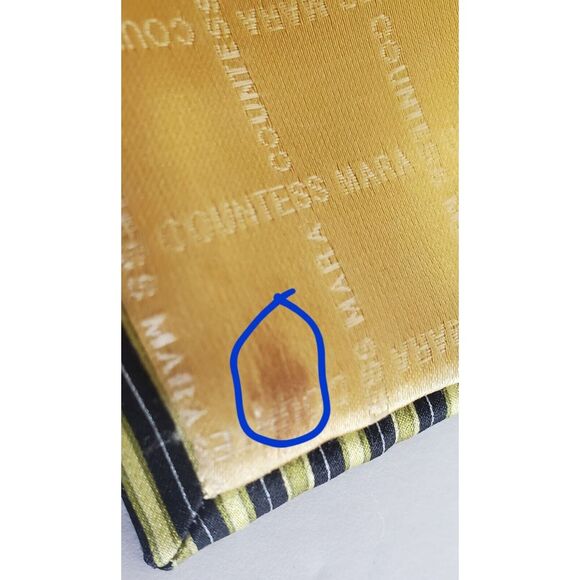 Countess Mara Tie Gold/ Green / Navy Diagonal Stripe 100% Silk w/ Crown Logo - Picture 15 of 15